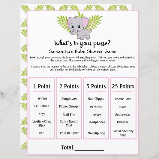 Elephant Baby shower wat in uw paardenspel (Voorkant / Achterkant)