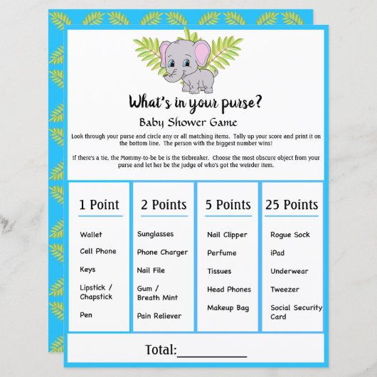 Elephant Baby shower wat in uw paardenspel (Voorkant / Achterkant)