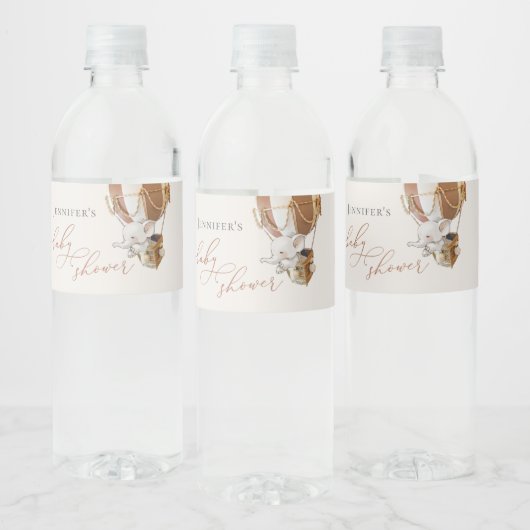 Elephant Baby shower Water Fles Etiket (Flessen)