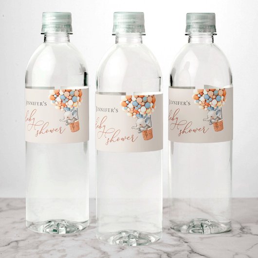 Elephant Baby shower Water Fles Etiket