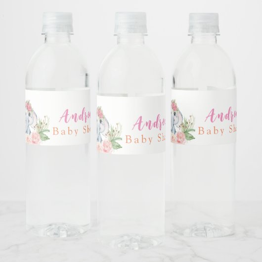 Elephant Baby shower Water Fles Etiket (Flessen)