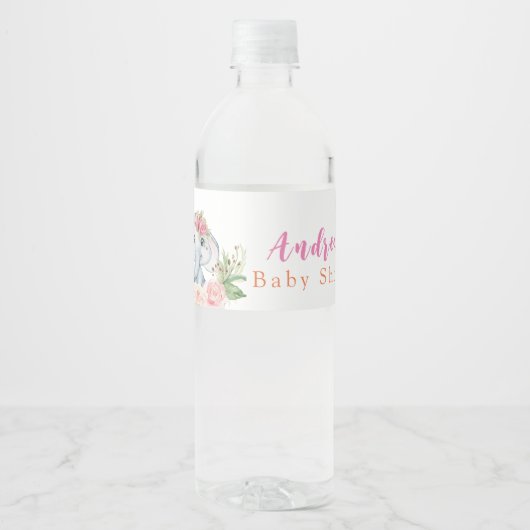 Elephant Baby shower Water Fles Etiket (Voorkant)