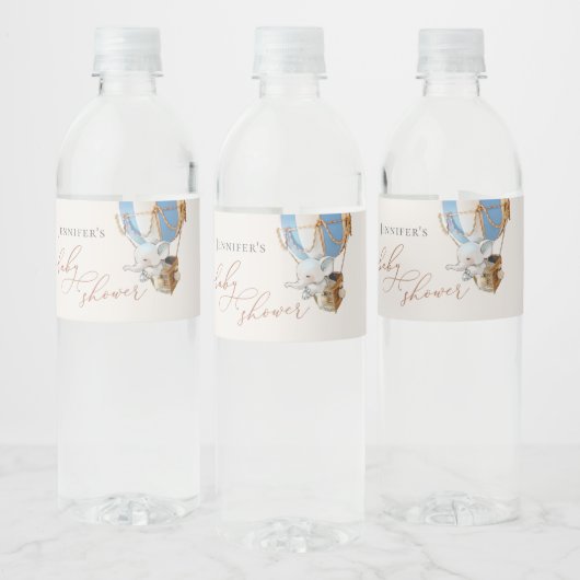 Elephant Baby shower Water Fles Etiket (Flessen)