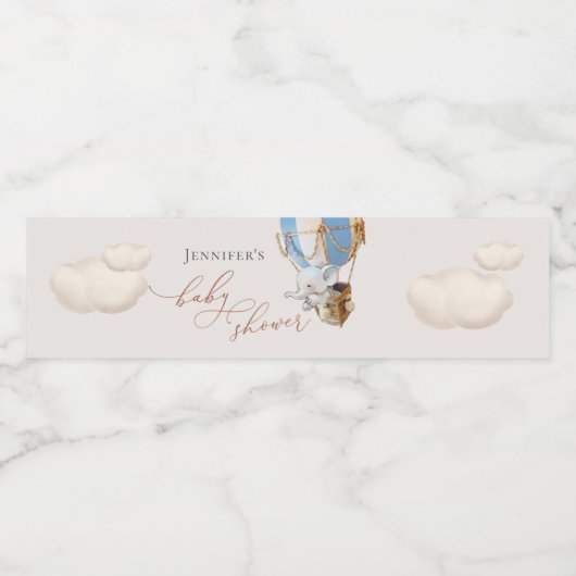 Elephant Baby shower Water Fles Etiket (Enkel label)