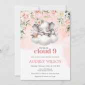Elephant Baby shower We zijn op Cloud 9 Kaart (Voorkant)