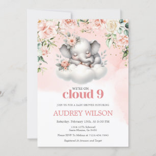Elephant Baby shower We zijn op Cloud 9 Kaart