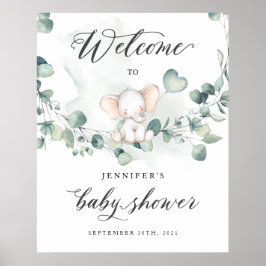 Elephant Baby shower Welcome Sign Poster