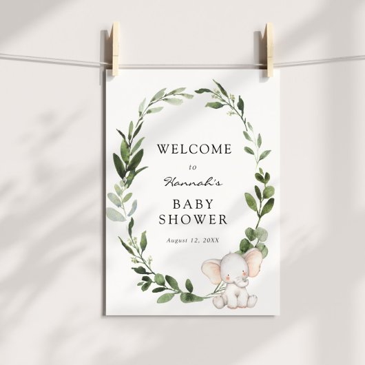 Elephant Baby shower Welcome Sign Poster