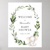 Elephant Baby shower Welcome Sign Poster (Voorkant)