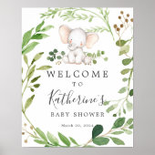 Elephant Baby shower Welcome Sign Poster (Voorkant)