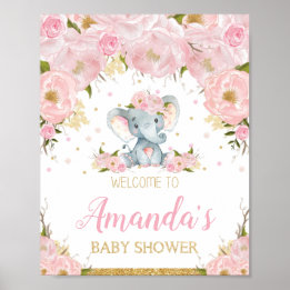 Elephant Baby shower Welcome Sign Poster