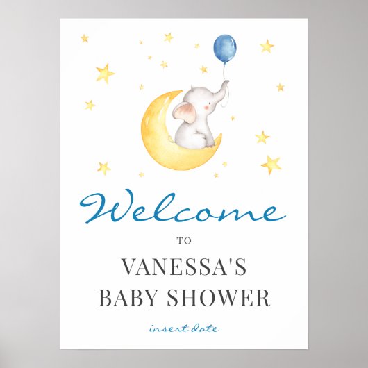 Elephant Baby shower Welcome Sign Poster (Voorkant)