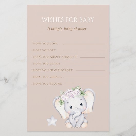Elephant Baby shower wenst Baby (Voorkant)