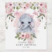 Elephant Baby shower Wijn Etiket (Enkel label)