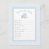 Elephant Baby shower wil Baby in Blue Grey Advieskaart (Voorkant)