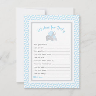 Elephant Baby shower wil Baby in Blue Grey Advieskaart