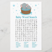 Elephant Baby shower Word Search Game (Voorkant)