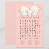 Elephant Baby shower Word Search Game (Voorkant / Achterkant)