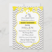 Elephant Baby shower Yellow Chevron Invitation Kaart (Voorkant)