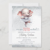 Elephant Baby shower Zilver en Roze Tutu Jurk Kaart (Voorkant)
