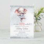 Elephant Baby shower Zilver en Roze Tutu Jurk Kaart (Staand voorkant)
