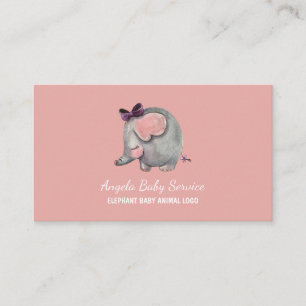 Elephant Baby sitter Daycare Preschool Visitekaartje