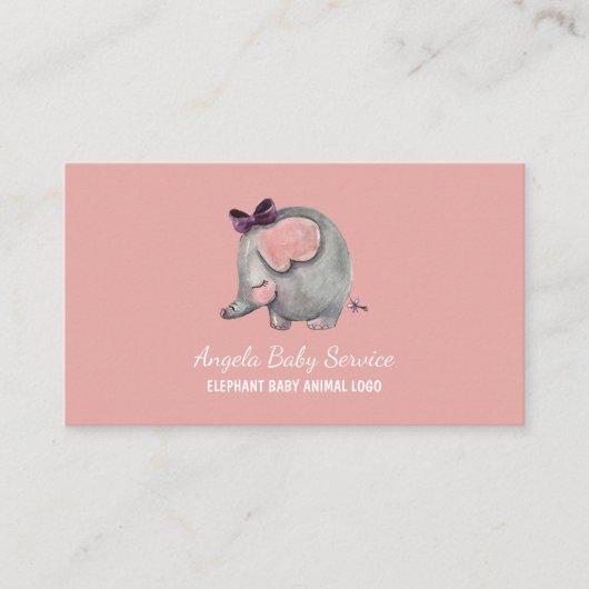 Elephant Baby sitter Daycare Preschool Visitekaartje (Voorkant)