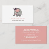 Elephant Baby sitter Pink Daycare Nursery Visitekaartje (Voorkant / Achterkant)