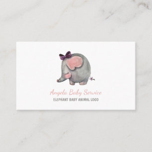 Elephant Baby sitter Pink Daycare Nursery Visitekaartje