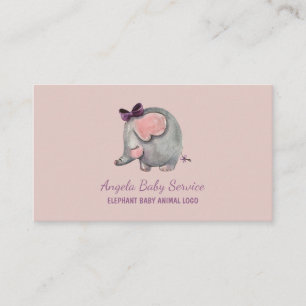 Elephant Baby sitter Pink Daycare Teacher Animal Visitekaartje