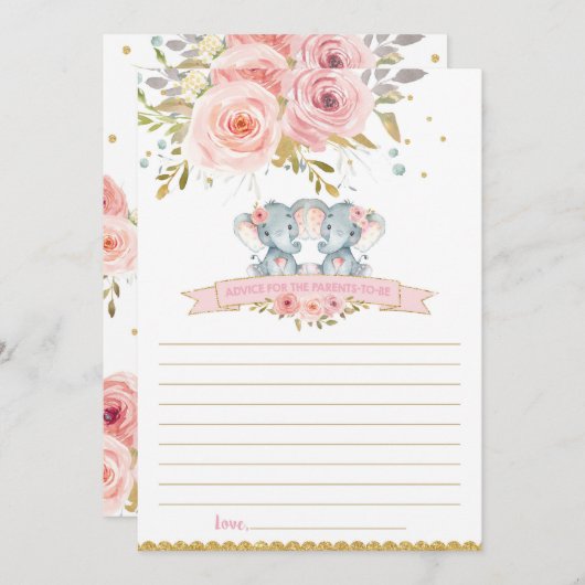 Elephant Baby Twins advies voor ouders om Kaart te (Voorkant / Achterkant)