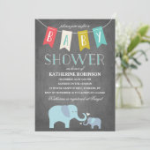 Elephant Baby | Uitnodiging tot Baby shower (Staand voorkant)