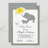 Elephant & Baby, Umbrella Baby shower Invitation Kaart (Voorkant / Achterkant)