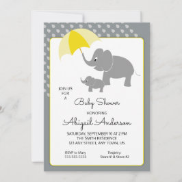 Elephant & Baby, Umbrella Baby shower Invitation Kaart