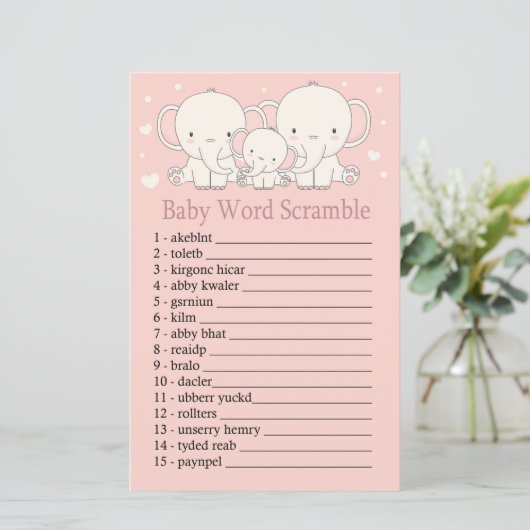 Elephant Baby word scramble game (Staand voorkant)