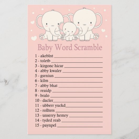 Elephant Baby word scramble game (Voorkant)