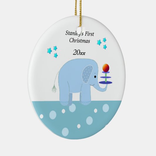 Elephant Baby's Eerste Kerstmis Keramisch Ornament (Rechts)