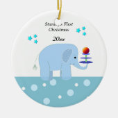 Elephant Baby's Eerste Kerstmis Keramisch Ornament (Voorkant)