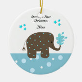 Elephant Baby's Eerste Kerstmis Keramisch Ornament (Voorkant)
