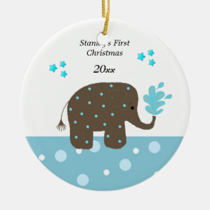 Elephant Baby's Eerste Kerstmis Keramisch Ornament