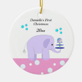 Elephant Baby's Eerste Kerstmis Keramisch Ornament (Voorkant)