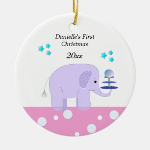 Elephant Baby's Eerste Kerstmis Keramisch Ornament