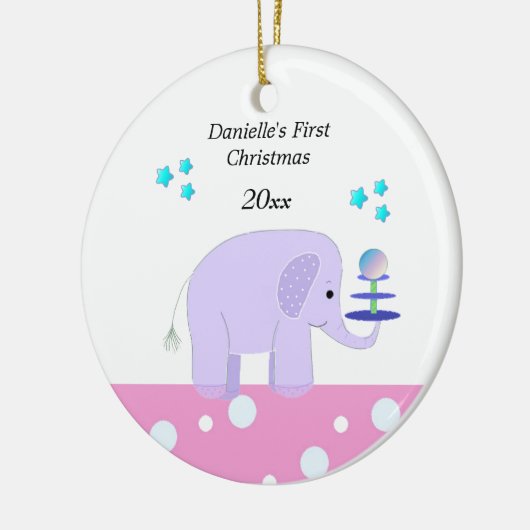 Elephant Baby's Eerste Kerstmis Keramisch Ornament (Links)