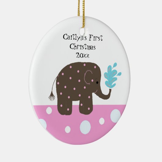 Elephant Baby's Eerste Kerstmis Keramisch Ornament (Rechts)
