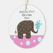 Elephant Baby's Eerste Kerstmis Keramisch Ornament (Links)