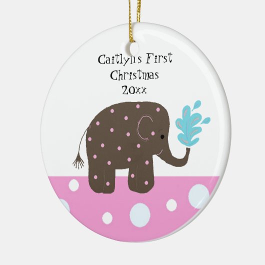 Elephant Baby's Eerste Kerstmis Keramisch Ornament (Links)