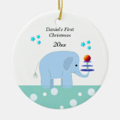 Elephant Baby's Eerste Kerstmis Keramisch Ornament (Voorkant)