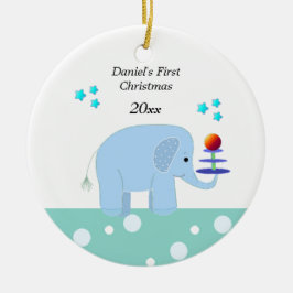 Elephant Baby's Eerste Kerstmis Keramisch Ornament