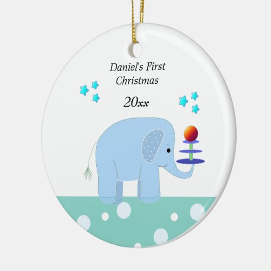 Elephant Baby's Eerste Kerstmis Keramisch Ornament (Links)