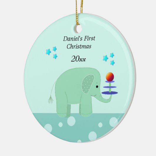 Elephant Baby's Eerste Kerstmis Keramisch Ornament (Links)